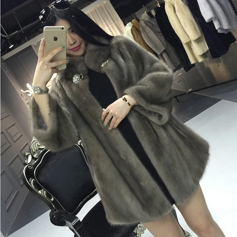 Женская шуба из натурального меха норки зимняя натуральной длинная цельного