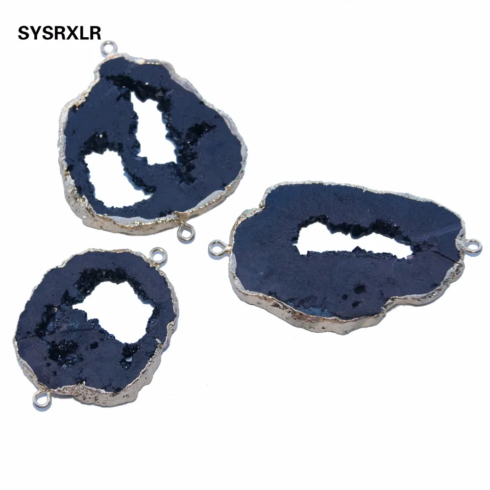 Оптовая продажа натуральный нерегулярные черный кристалл Друза Geode камень кулон