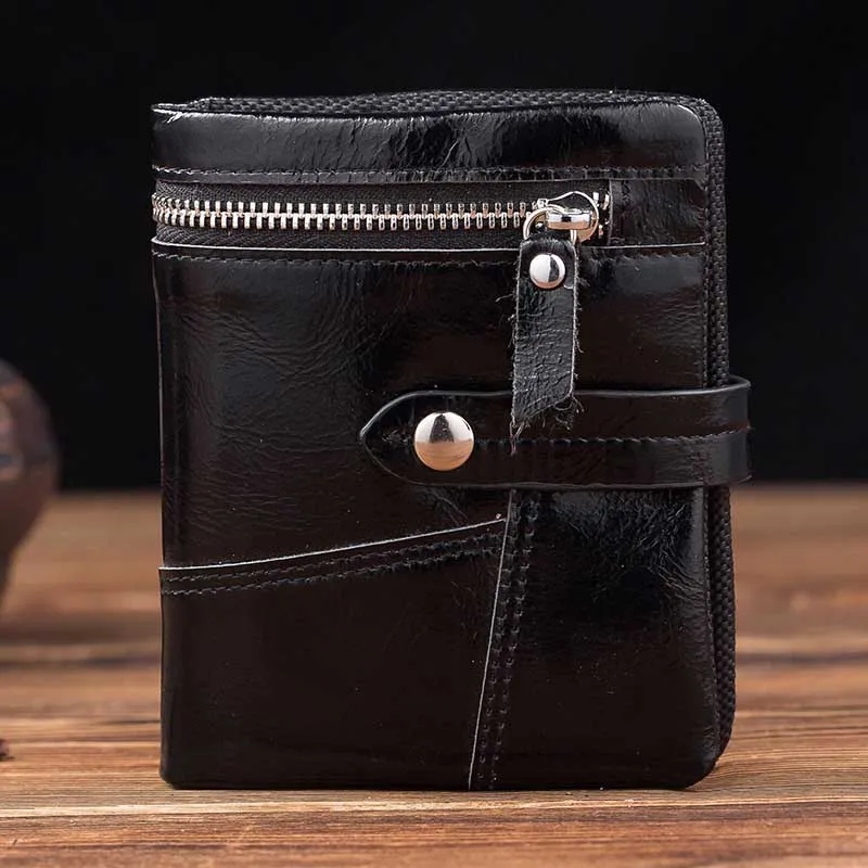 Top Retro Men's Leather Brand Luxury Wallet Short Paragraph Casual Slim Handsome Credit Card Photo Position Purse | Багаж и сумки