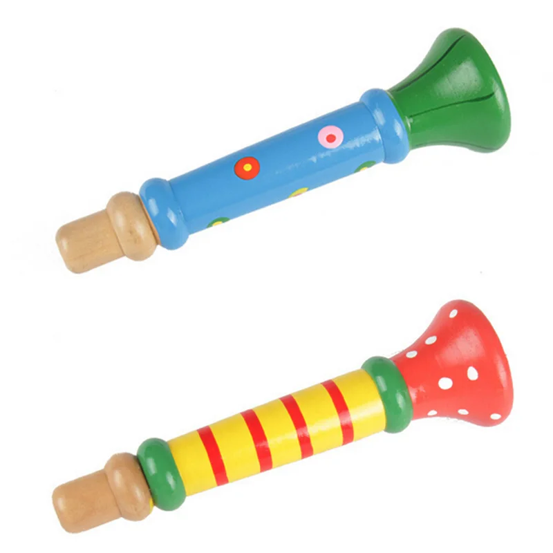 Baby Puzzle Wooden Trumpet Wind Instrument Toy Children's Day Gift Colorful Developmental Toy For Kids And Children Music Toys