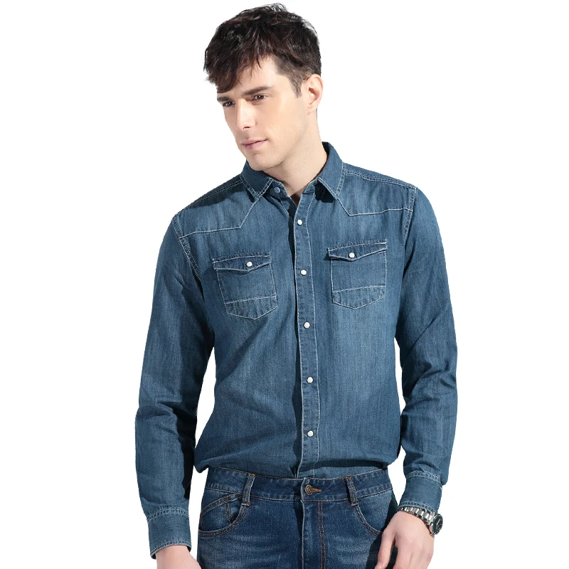 Hodo Camisa Джинсы для женщин masculina квадратный воротник Мужская рубашка Manga Longa Slim Fit