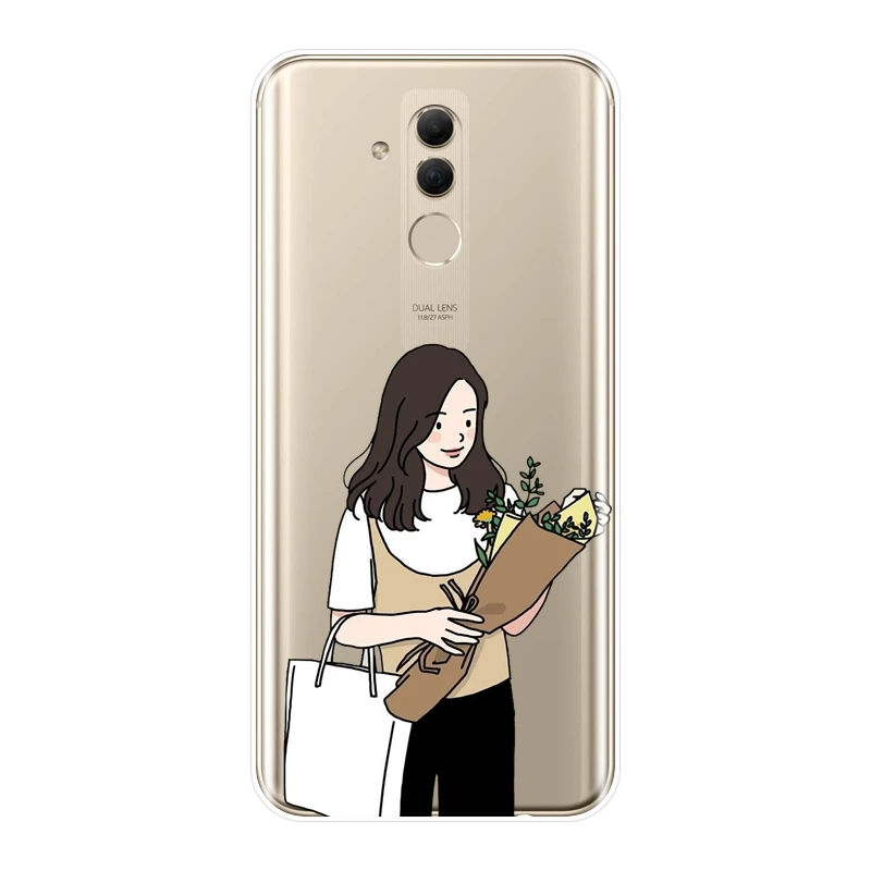 Японский эстетический чехол с рисунком для девочек Huawei Mate 7 8 9 10 20 Lite мягкий
