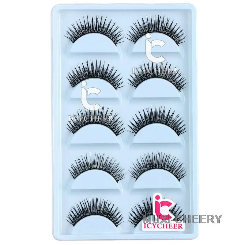 Естественный Макияж 5 Пар Черные Накладные Ресницы Наращивание Ресниц Ручной
