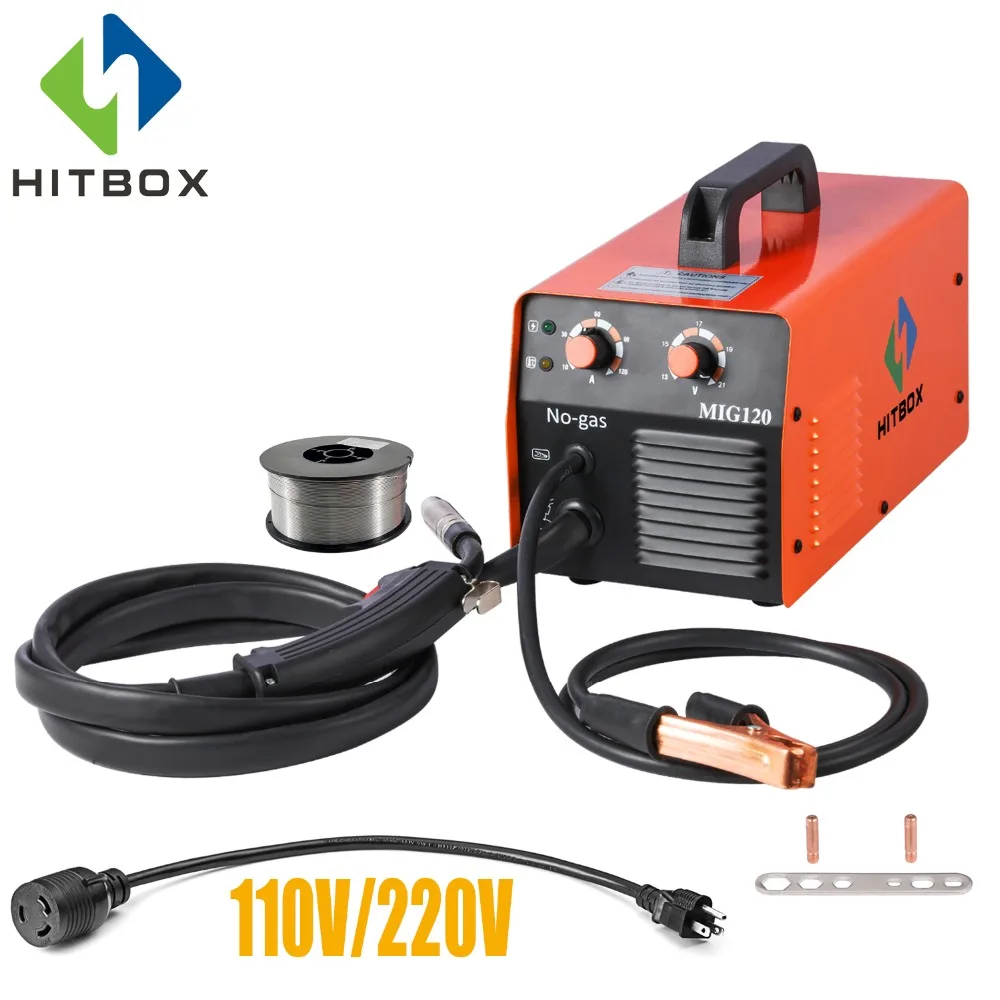 HITBOX Mig сварочный аппарат 220 В без газовой стали сварочный аппарат порошковая проволока MIG1200 инверторный Сварочный аппарат для домашнего использования инструмент Mig сварка