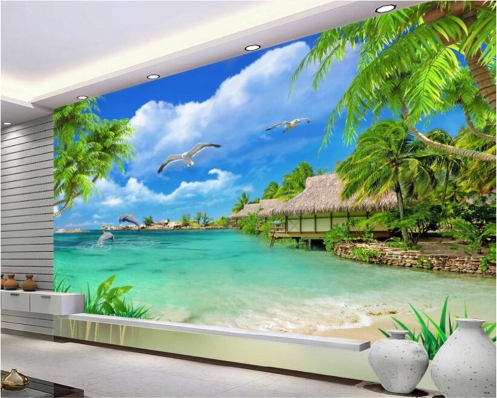 

3d обои для интерьера, с пальмами, под заказ