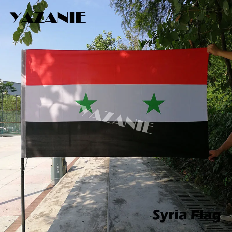 YAZANIE 90x150 см Флаг Сирия баннер 100% полиэстер 2 стороны напечатанный национальный