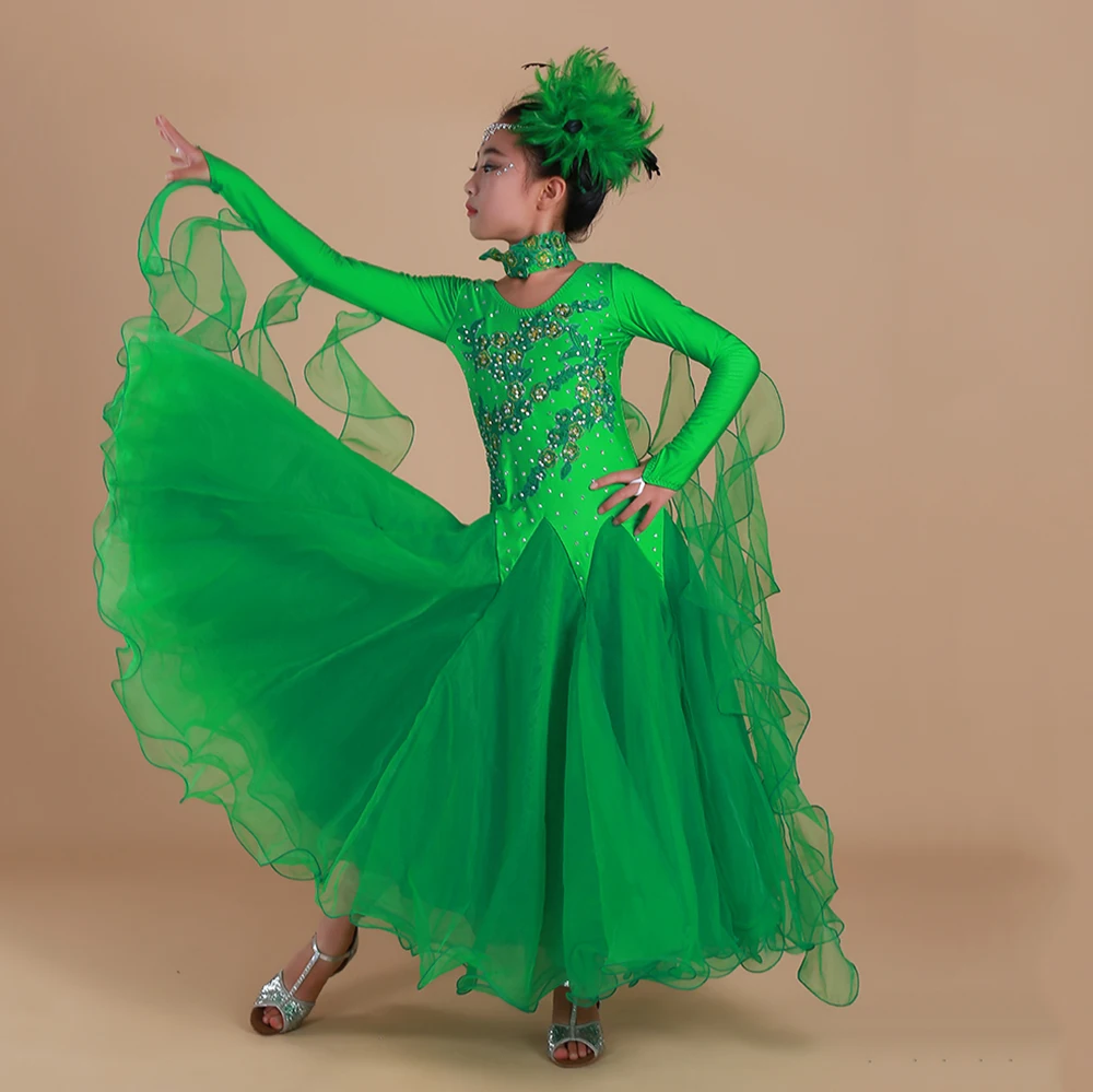 2017 детское платье для бальных танцев девочек 6 цветов юбка с буфами Сетчатое