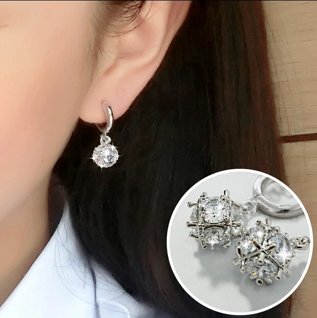 

Hight Quality Fashion Jewelry 2016 New Design Shiny Crystal 925 Sterling Silver Stud Earrings for Women Girls Gift Wholesale