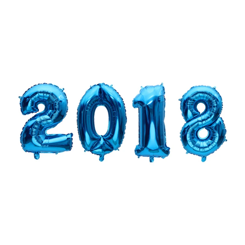 32 дюймовые большие золотые серебряные воздушные шары 2018 с цифрами из фольги