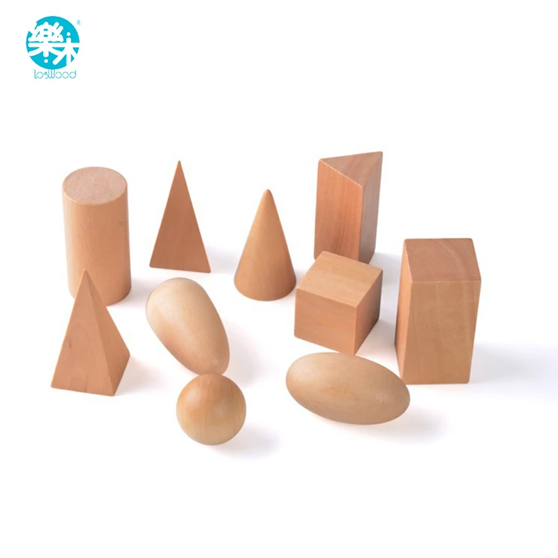 

Montessori Education Wooden Toys Geometric Shapes Solids Geometry Blocks Set Learning & Education Cognitive Math Toys 10pcs/set