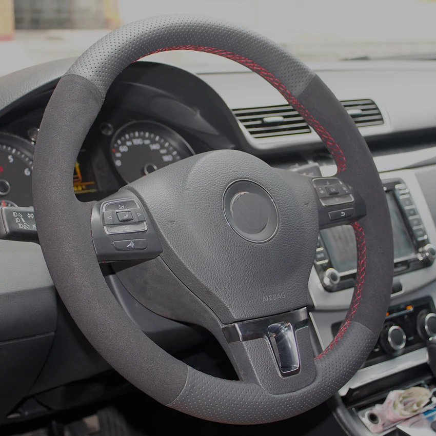 Черная синтетическая кожа черная замша искусственная для Volkswagen VW Gol Tiguan Passat B7 CC