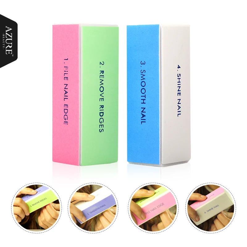 Цветной 4 сторонний полировальный блок для ногтей инструменты маникюра и дизайна