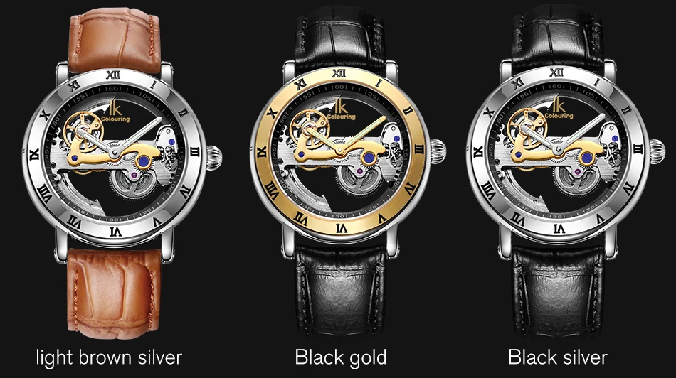 IK Автоматические механические часы для мужчин лучший бренд класса люкс Золотой тон нержавеющая сталь Скелет Прозрачный Мужской часы Relogio Masculino