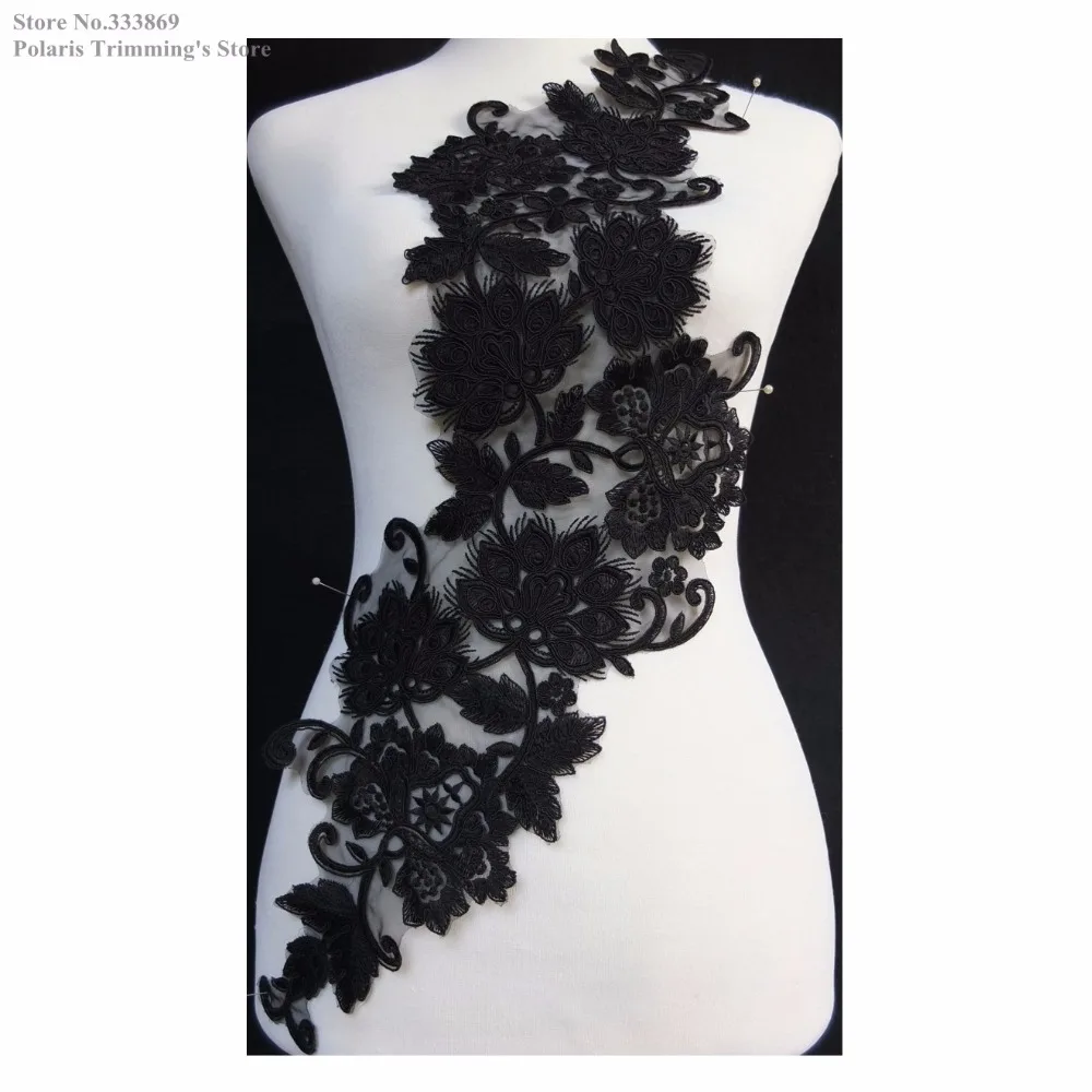 New Black Flower Embroidery Lace Appliques Collars Neckline Dance Dress Costume Decorating Garment Clothing Accessories PBNC118A | Дом и сад