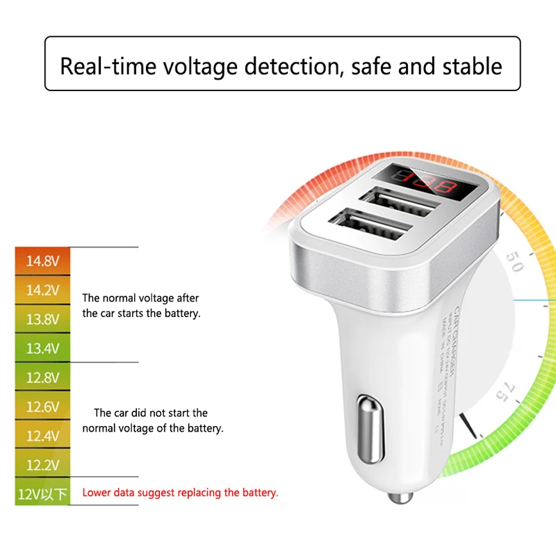 Автомобильное зарядное устройство Quick Charge Dual USB для iPhone samsung адаптер ЖК-дисплей
