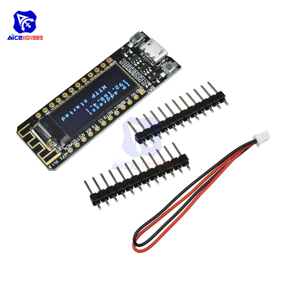 Черный ESP8266 wifi макетная плата 32MB Flash CP2014 NodeMcu модуль для Arduino IOT TTGO Интернет вещей 0,9" синий oled-дисплей - Цвет: Черный
