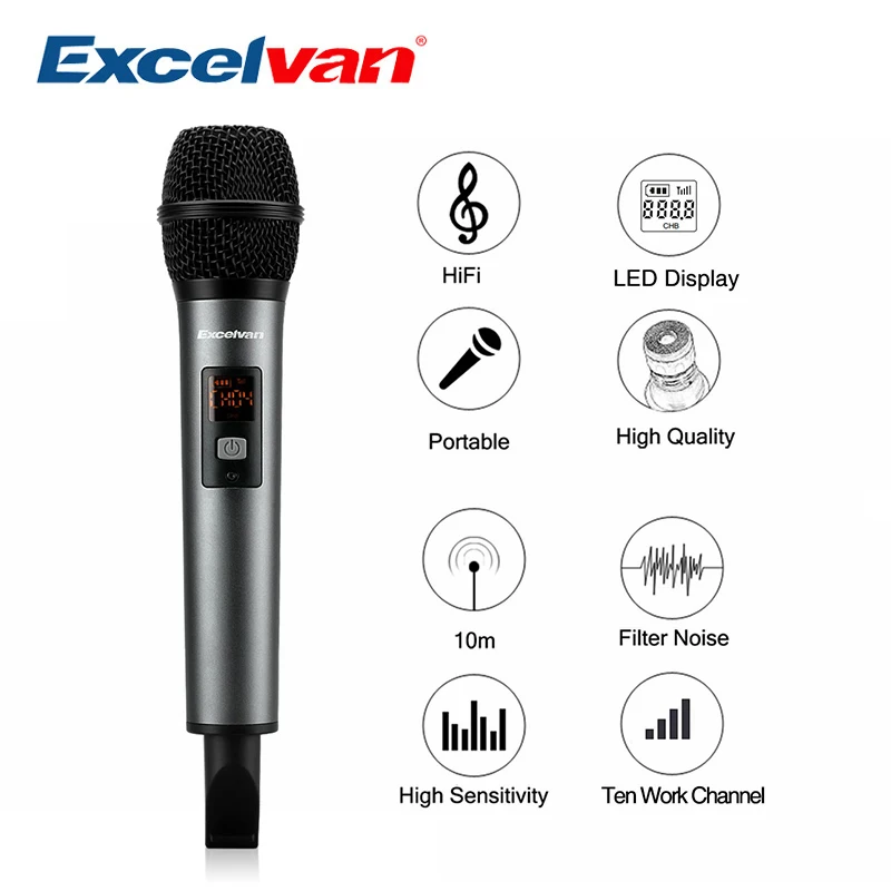 Беспроводной Bluetooth микрофон Excelvan K18V с поддержкой рецептора приложение для