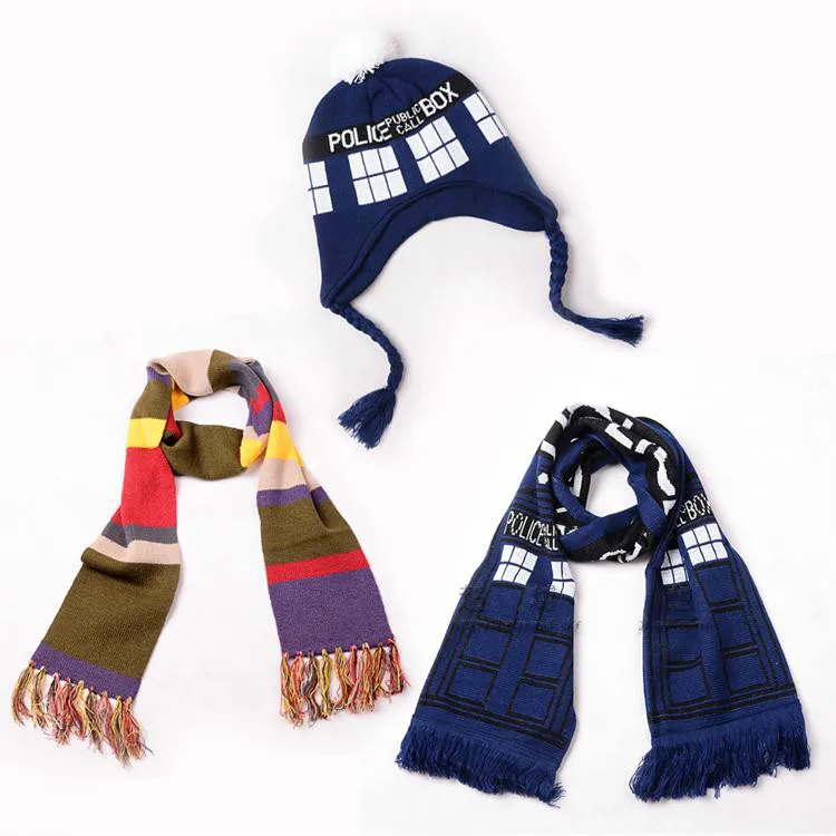 Женский вязаный костюм для косплея Dr Doctor Who синий теплый шарф в полоску 8 дюймов
