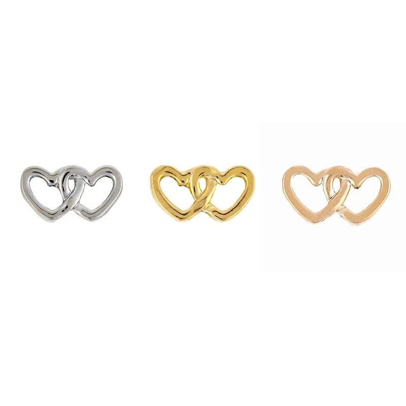 Hollow Small Interlocking Hearts Keys Broken Heart Slide Charms Keepers for Leather Mesh Keeper Bracelets Accessories Making | Украшения и
