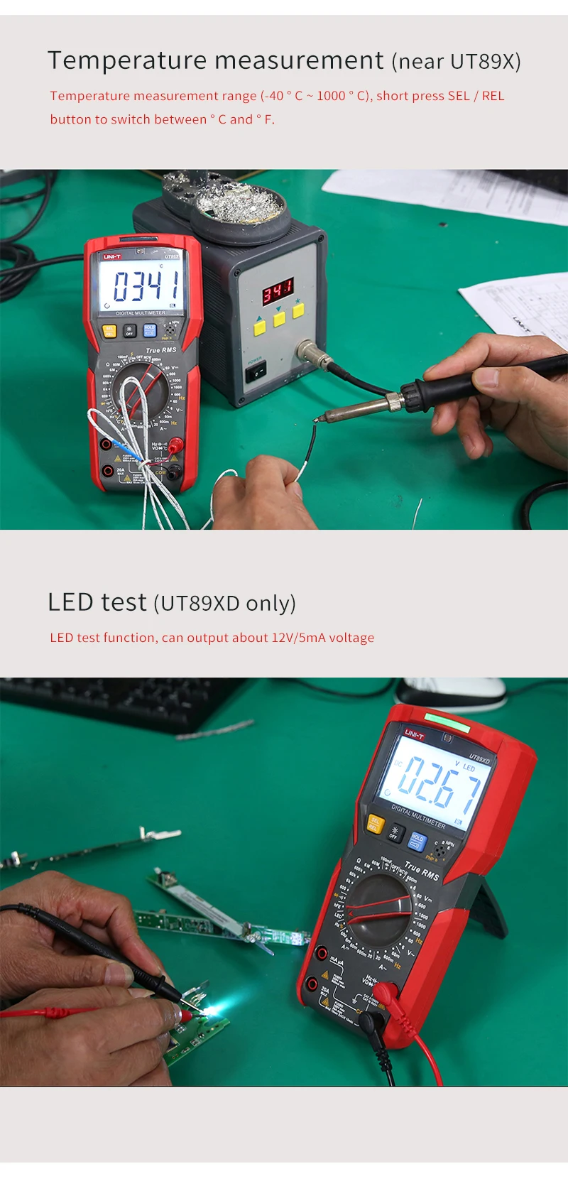 UNI-T UT89X/UT89XD true RMS цифровой мультиметр; 20A Высокоточный цифровой мультиметр, NCV/конденсатор/Триод/температурный тест