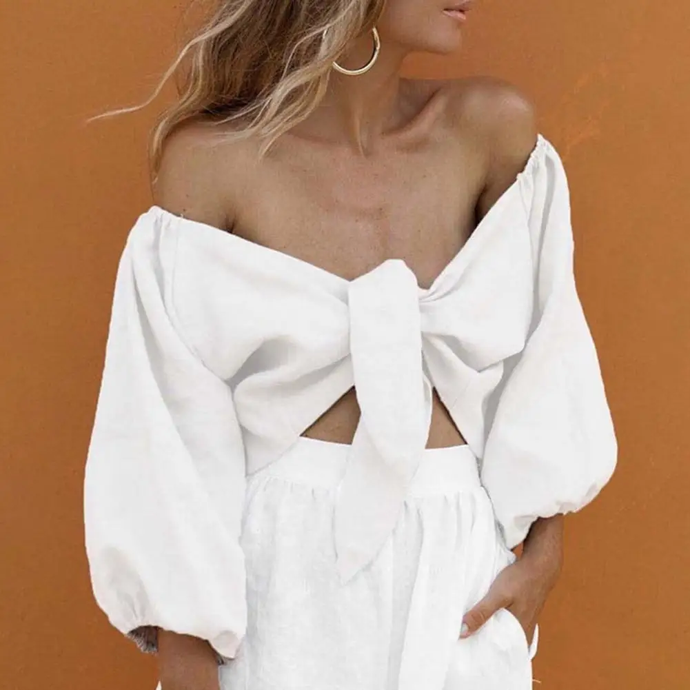 Женская винтажная Свободная рубашка Yfashion Повседневная с пышными рукавами и