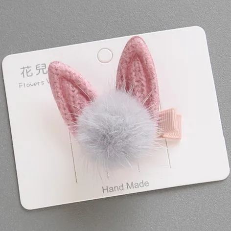 2 pin pink gray Мяч ободки с кроличьими ушками шпильки милые девушки аксессуары для волос полосы обруча дети заколки для волос Мода тиара - Цвет: 2 pin pink gray