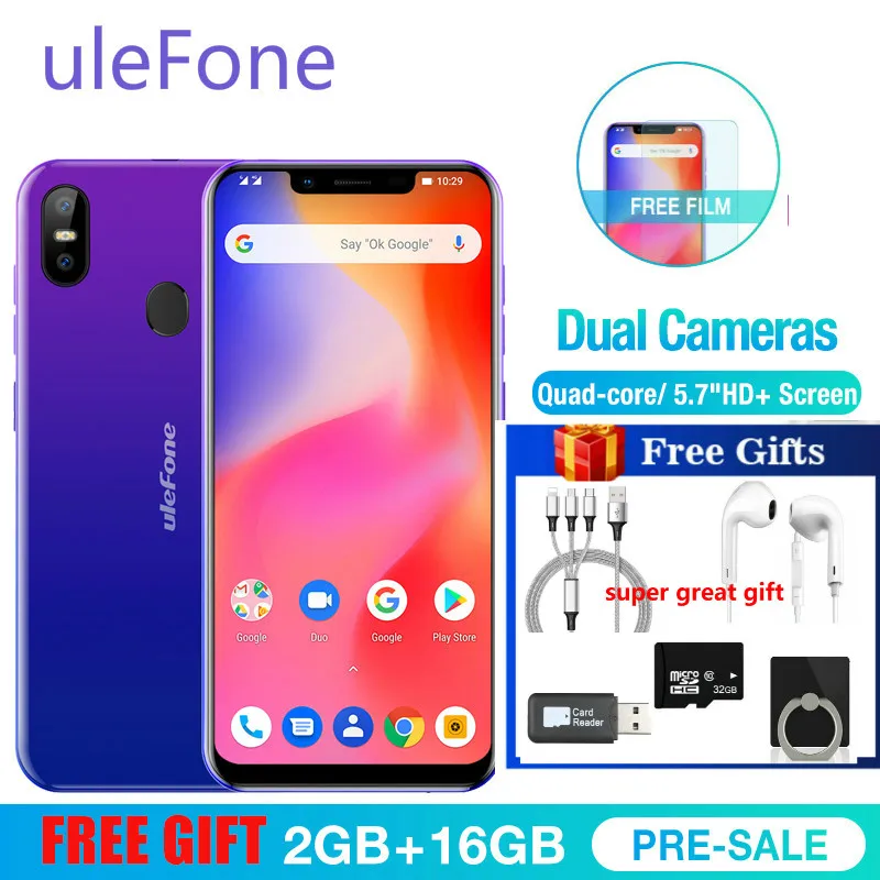Ulefone S10 Pro Мобильный телефон Android 8 1 5 7 дюймов MT6739WA четырехъядерный 2 Гб ОЗУ 16 ПЗУ Мп +
