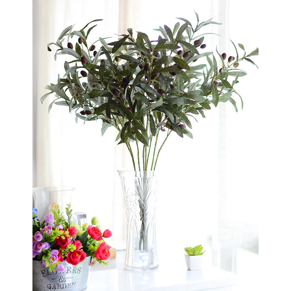 Искусственные ветви оливкового дерева европейские листья оливковых фруктов DIY