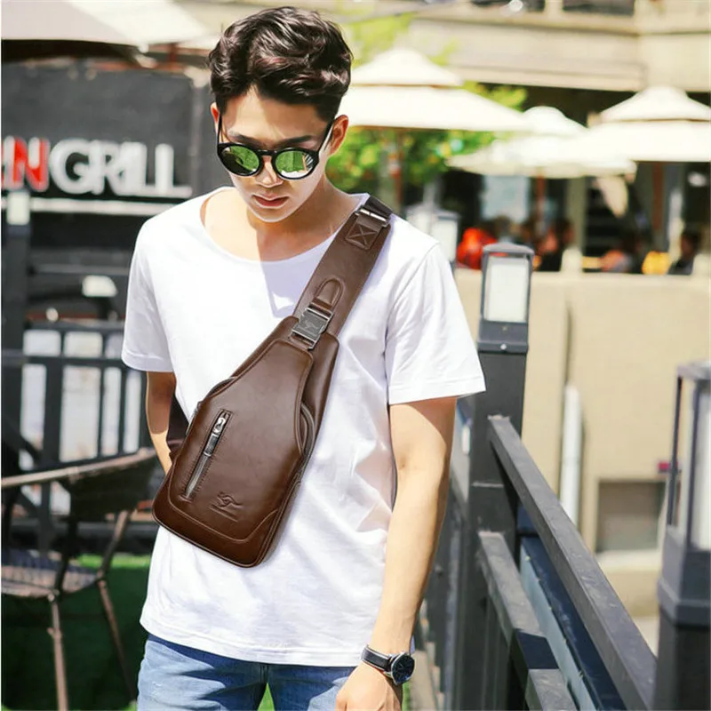 2019 винтажная Мужская нагрудная сумка из воловьей кожи модная повседневная