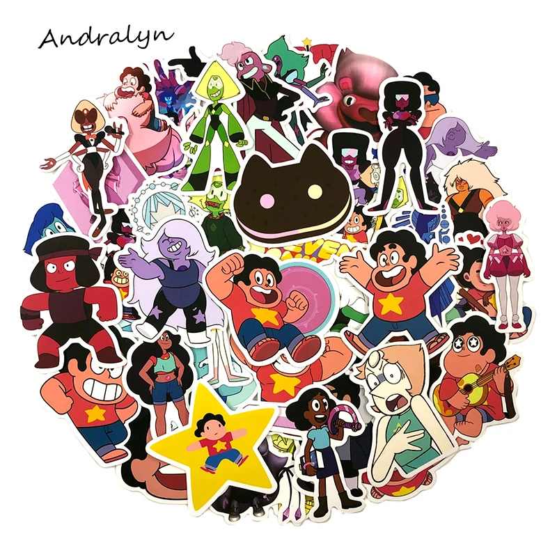 Pegatinas de dibujos animados para coche, pegatinas divertidas de Steven Universe para port&aacute;til, bicicleta, cuaderno, impermeables, 50 unids/set por juego-0