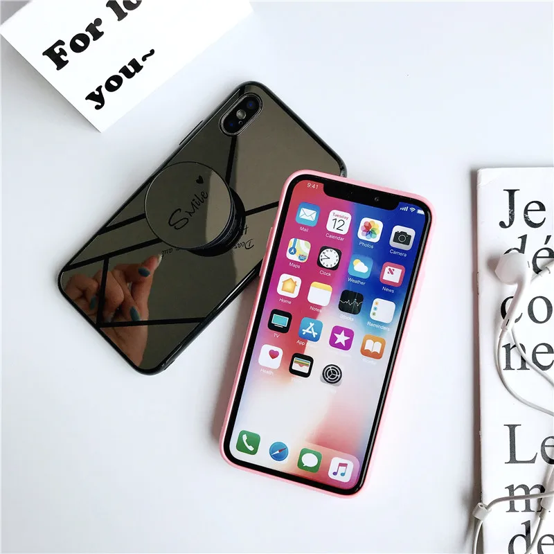 Улыбка Сердце Зеркало чехол для телефона iPhone Xs Max Xr случае 2018 мягкой ТПУ Protector 6 7 8 6s