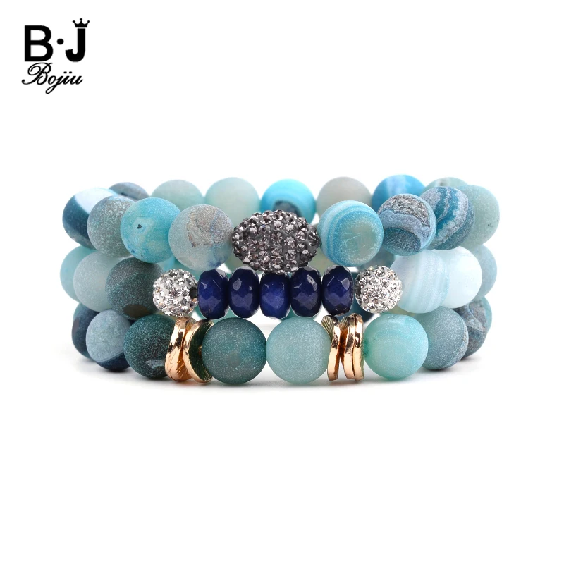 3 шт./компл. натуральные Druzy браслеты из драгоценных камней для женщин Boho Teal Blue Drusy