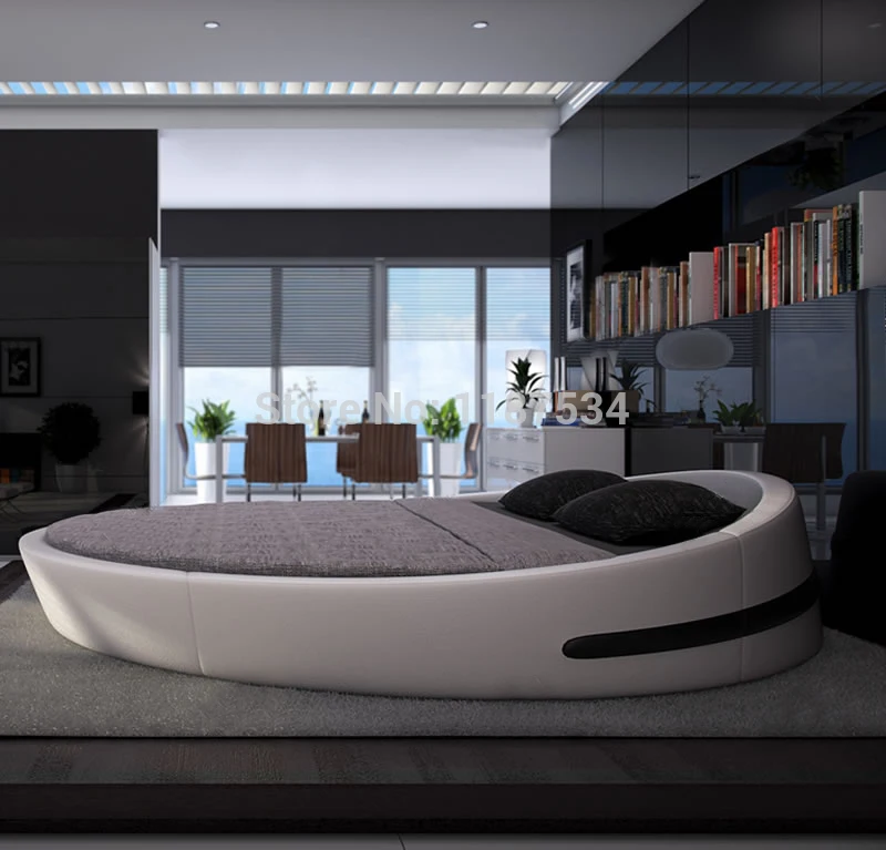 

Bedroom furniture king size large round soft bed leather plush Flash grand soft leather bed Y03