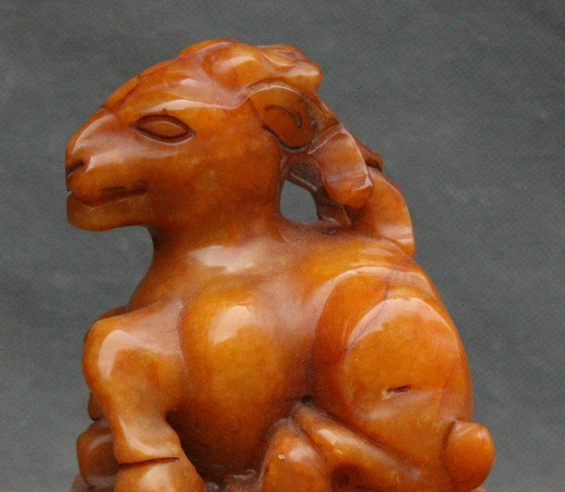 6 &quotКитайский Shoushan камень Коза чудовище слова династии императорская печать