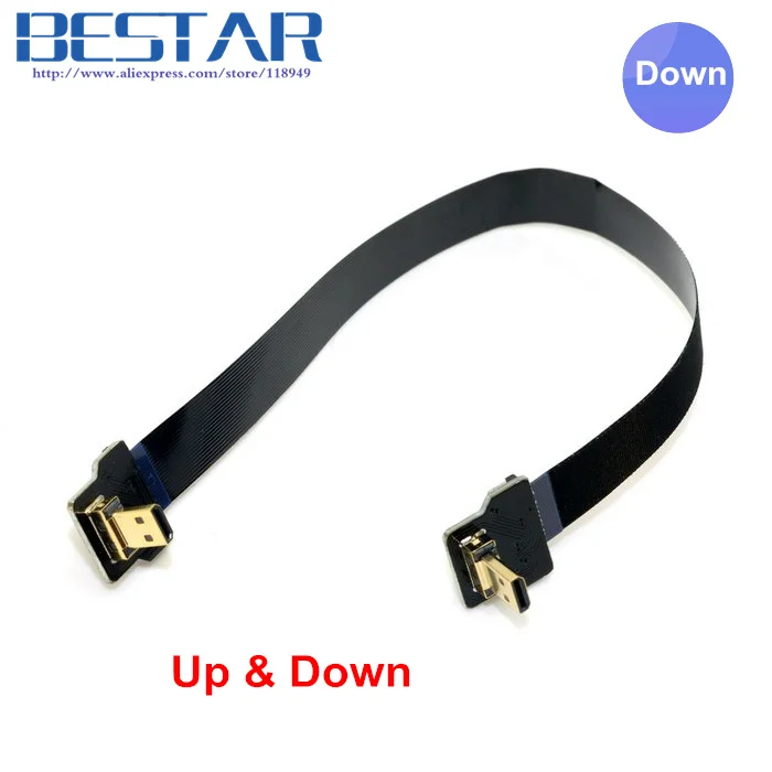 Угловой плоский кабель FPV Micro HDMI D типа FPC 10 см 20 30 50 80 100 1 фута 2 для Gopro HERO 4 3 SJCAM SJ5000