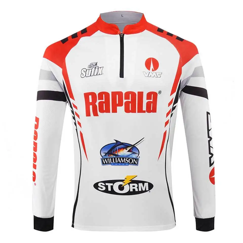 White Rapala/брендовая одежда для рыбалки; рубашка с длинными рукавами; быстросохнущая дышащая одежда с защитой от УФ-лучей; свободная одежда с длинными рукавами - Цвет: White