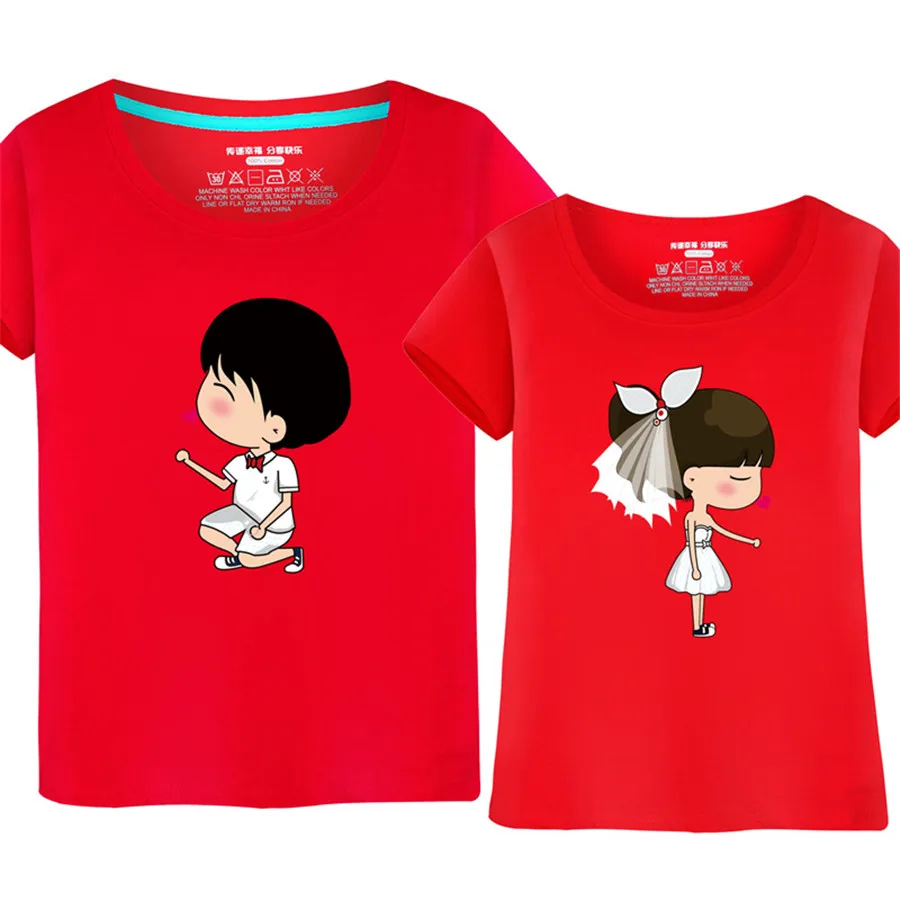 

2019 Valentine Couple T Shirt Funny LOVE Letter Print Cotton Clothes Summer Lovers T Shirts Clothes Women & Men O Neck Top Tees
