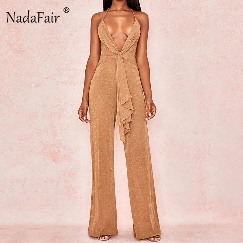 FSDA глубокий v образный вырез Крест спинки комбинезон с рюшами сексуальный ремень