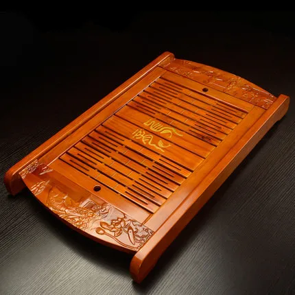 

Kungfu tea set accessories drawer type household drain tea tray solid wood large small storage water tray tea table