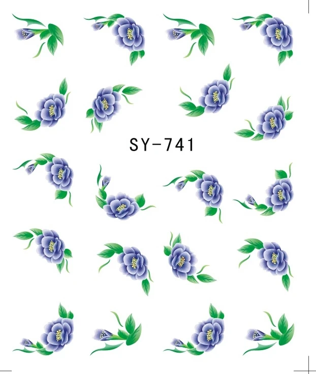 6 упак./лот блеск переводка NAIL ART наклейки на ногти цветок лоза розового