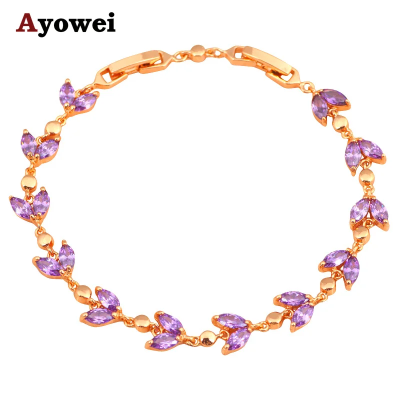 Женский браслет с фиолетовым кристаллом ювелирное изделие без никеля и свинца из