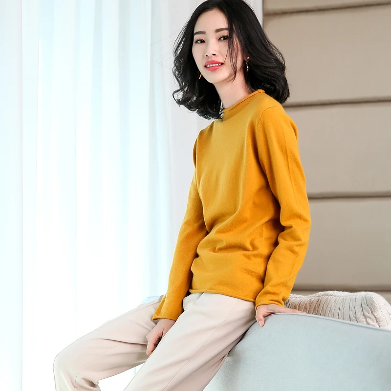 2019 New Autumn Winter Women's O-Neck Cashmere Sweater Pullover Female Slim Knitted Sweaters Fashion Wool Hedging | Женская одежда