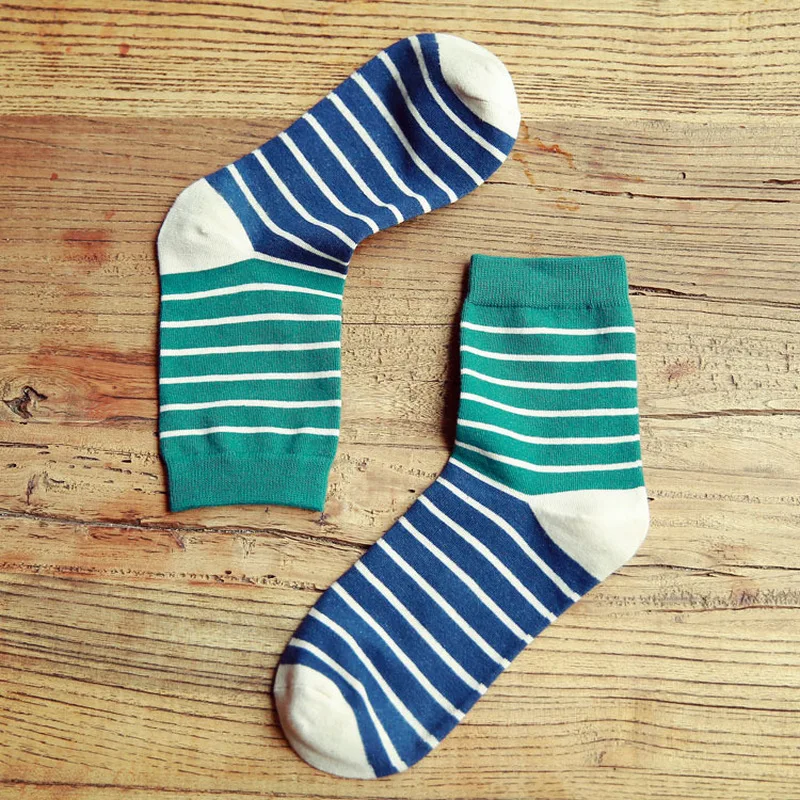 Модные Разноцветные хлопковые носки в полоску для мужчин сезон осень-зима Носки