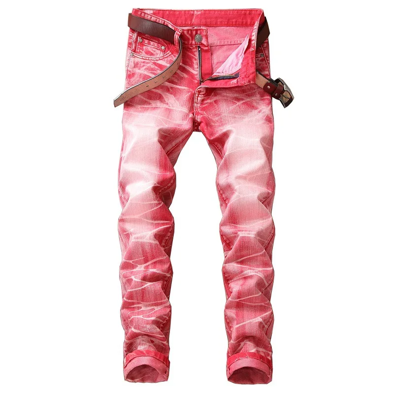 

Mens Denim Pants Solid Slim Fit Colored Jeans Men Design Washed Retro Long Stretch Skinny Jeans Plus Size 42 Hombre Biker Jeans