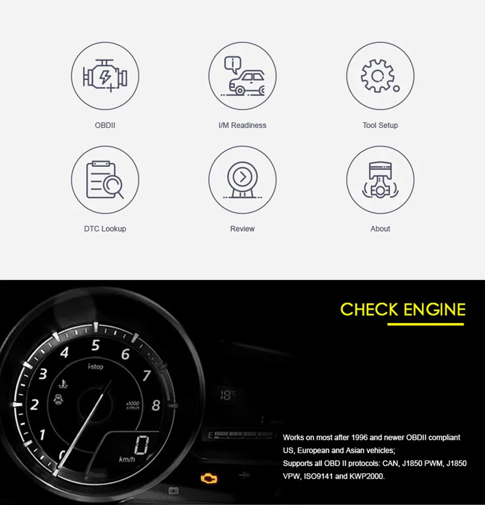 AOSHIKE ML169 I/M OBD диагностический инструмент OBDII протоколы умный сканирующий инструмент считыватель кодов двигателя проверка OBD2 сканер ручной для DIY
