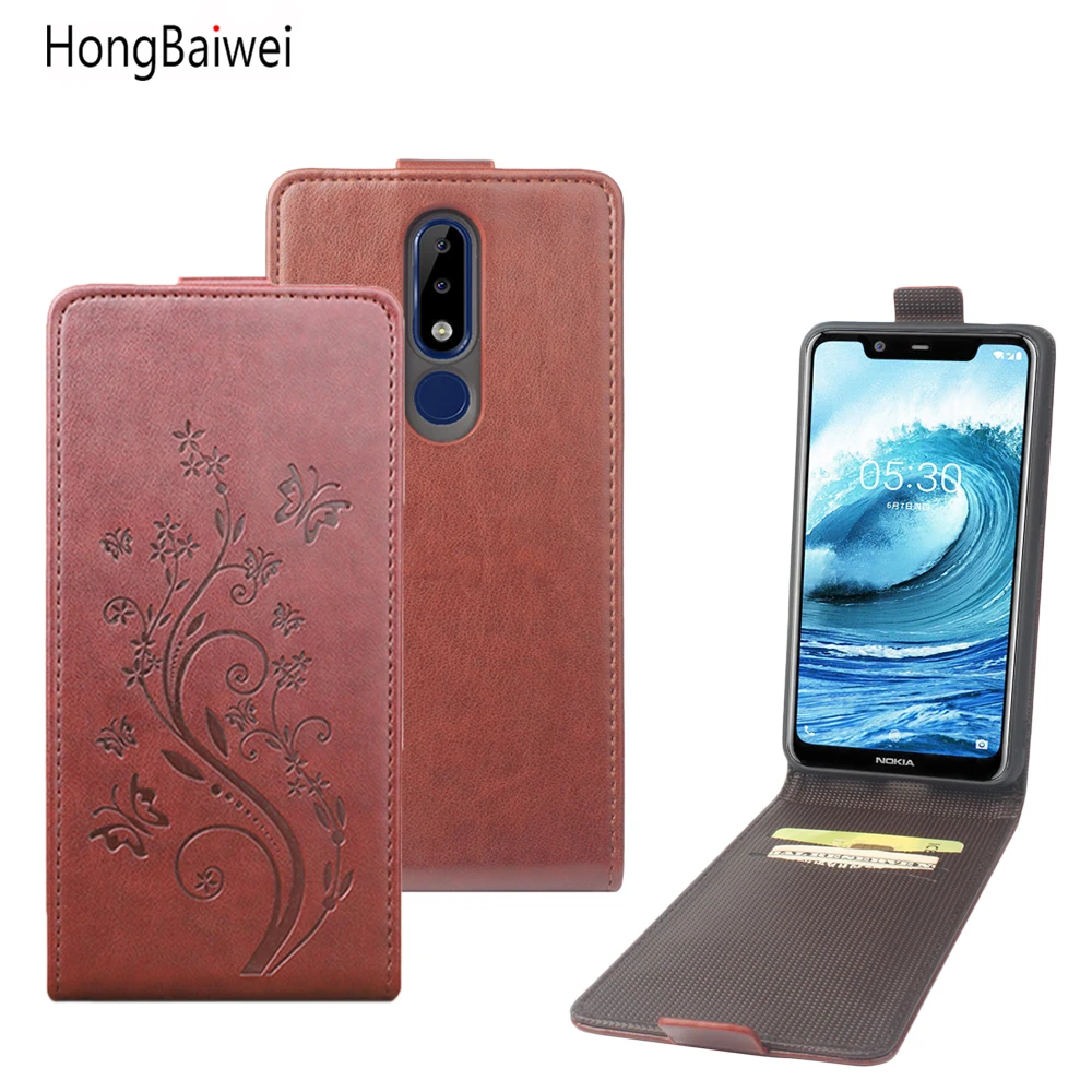 Тиснение Флип Бумажник кожаный чехол для Nokia X5 открывается вертикально оболочка 5