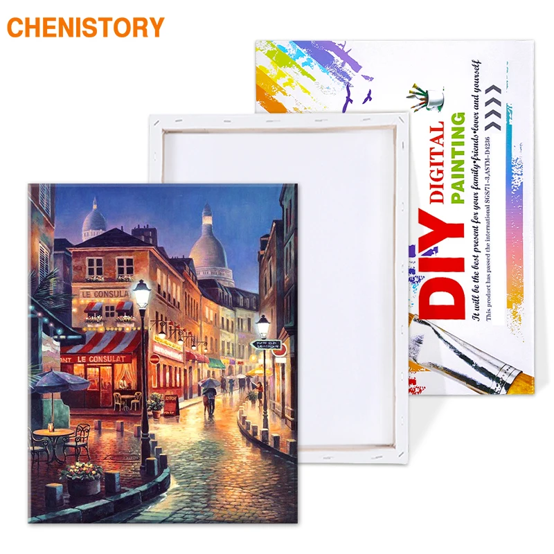 CHENISTORY City Street Night пейзаж DIY живопись по номерам комплект ручная роспись маслом для домашнего декора подарок произведение искусства 40x50 см