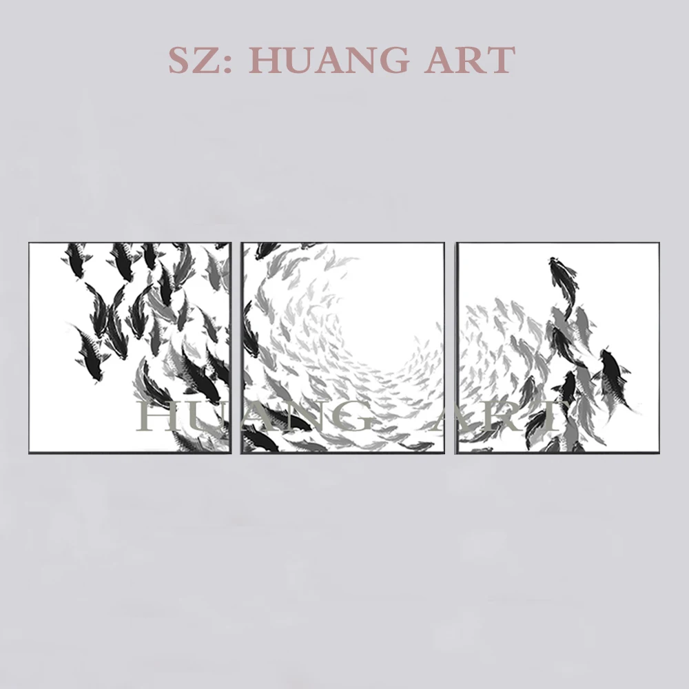 Группа 3 набор заклинаний животные ручная роспись Картина маслом дно моря черно