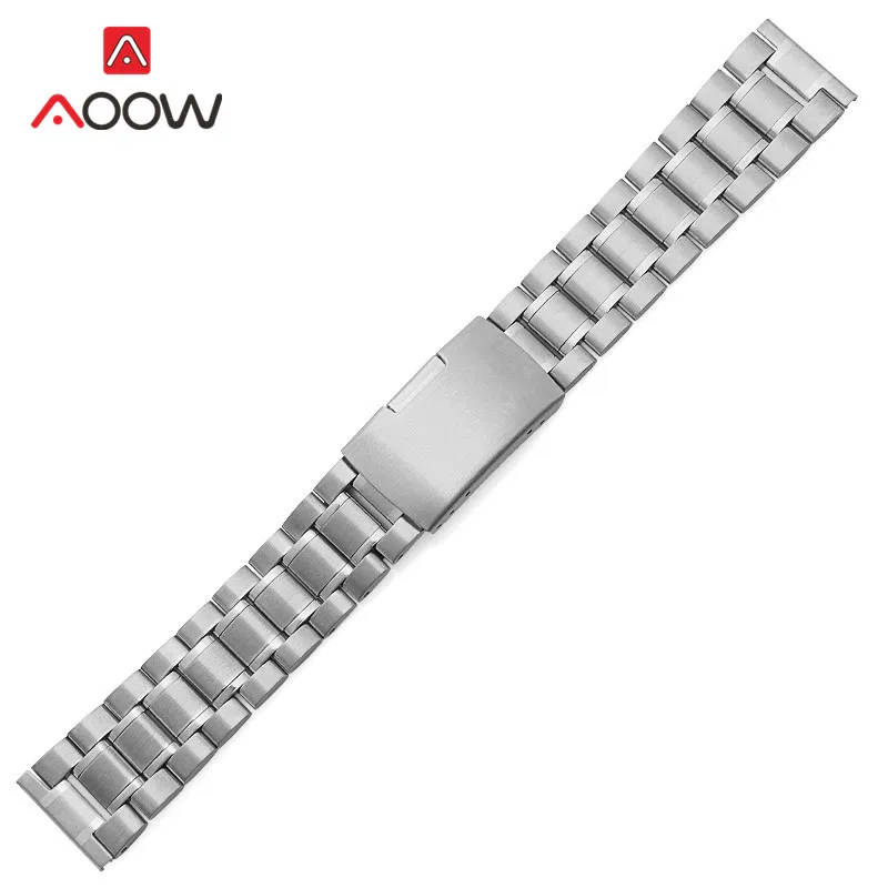 Flat Silver Ремешок из нержавеющей стали 18 мм, 20 мм, 22 мм, 24 мм, бесшовная Пряжка для сварки, ремешок для часов из розового золота, браслет, Аксессуары для часов - Цвет ремешка: Flat Silver