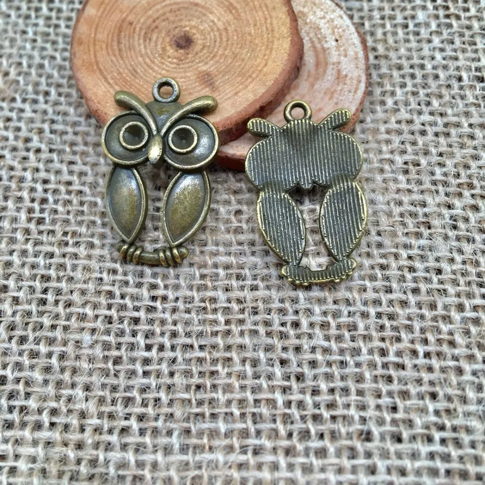 20 шт., винтажные подвески в виде совы, 30x19 мм, подвески в виде совы, подходят для DIY, серьги, браслет, ожерелье, ювелирное изделие